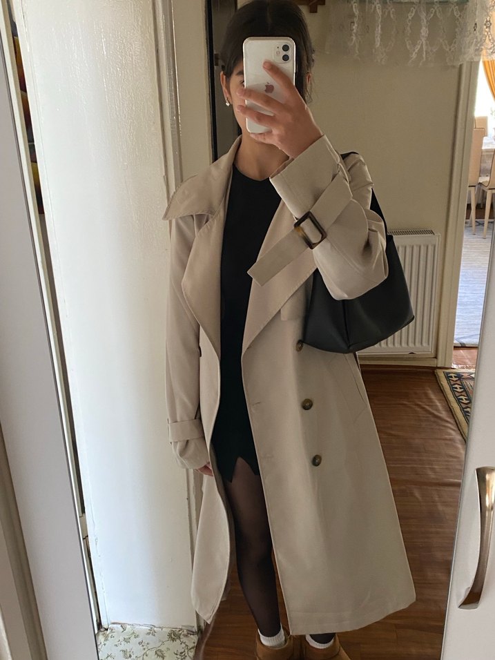 Bej Midi Kadın Trençkot - Görsel 3