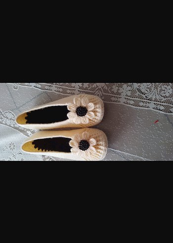 Siyah Örgü Kadın Ev Terliği - Görsel 2