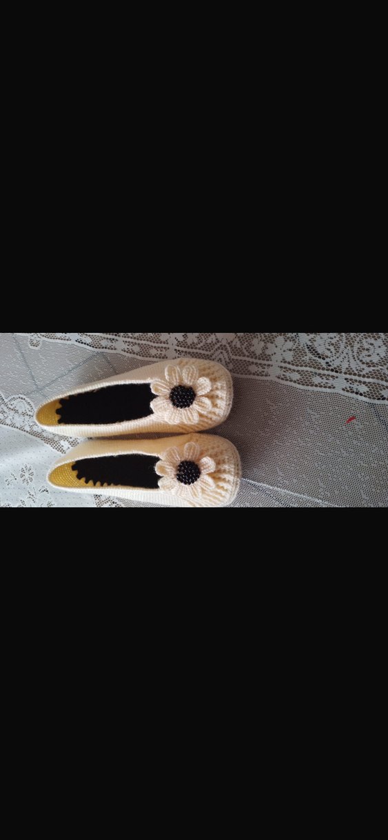 Siyah Örgü Kadın Ev Terliği - Görsel 2