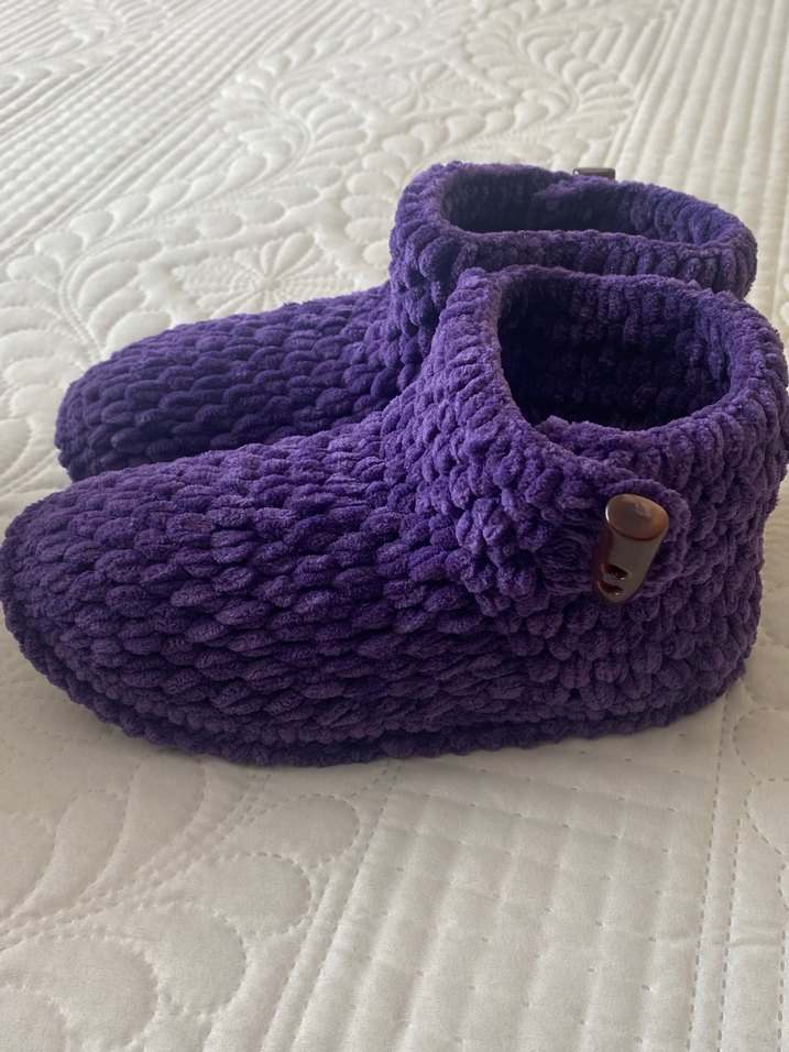 Kızlar İçin Mor Örgü Sıcak Terlik - Görsel 2