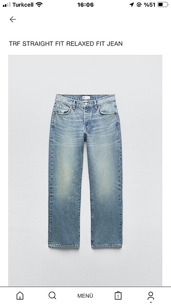 Zara Zara orta bel straight jean 36 beden