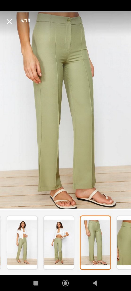 Trendyol & Milla yeşil  Kumaş Pantolon - Görsel 3