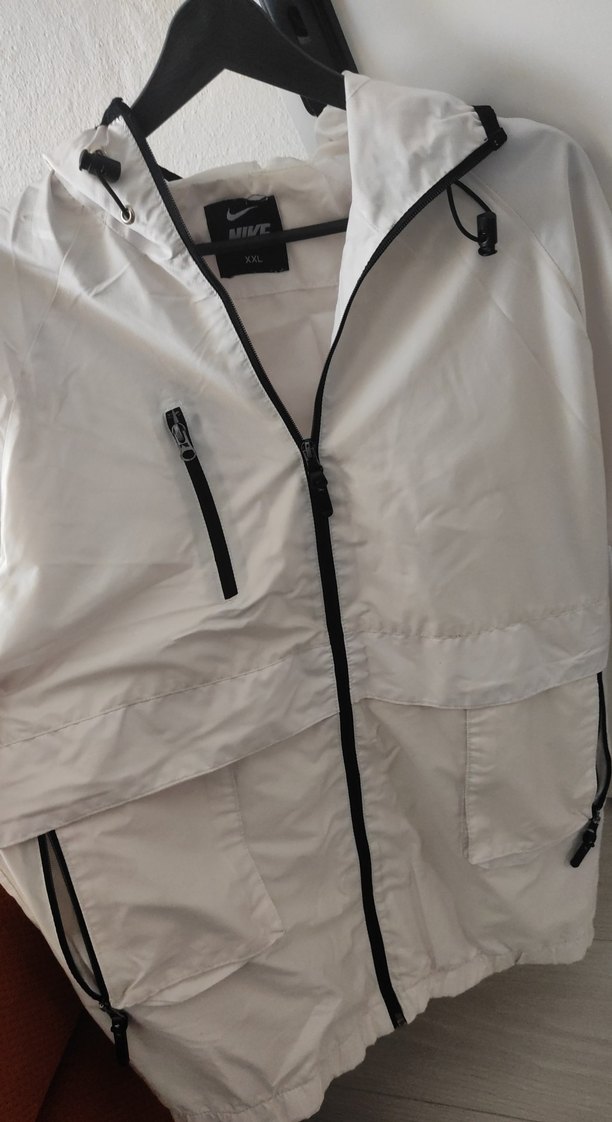 Erkek Beyaz Midi Yağmurluk Fermuarlı - Görsel 3