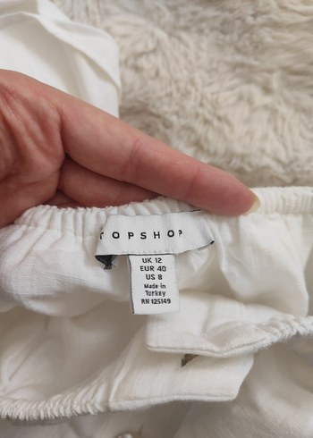 Beyaz Keten Volanlı Bohem Bluz - Görsel 5