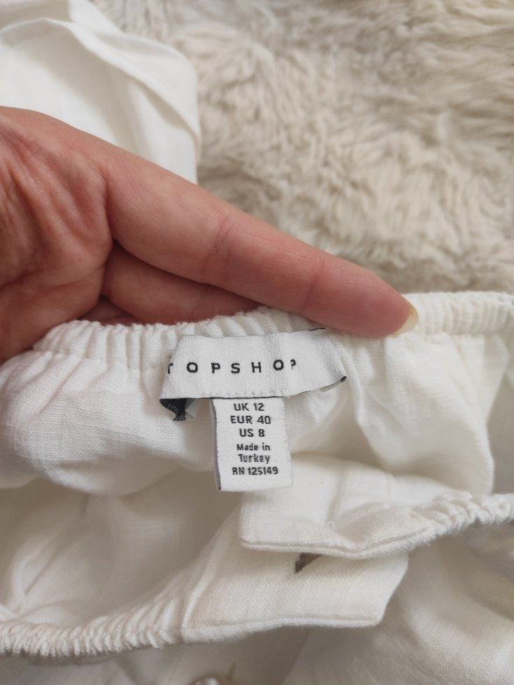 Beyaz Keten Volanlı Bohem Bluz - Görsel 5