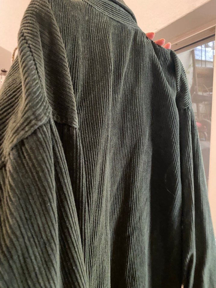 Haki Kadın Süet Gömlek, Düğmeli, Midi Boy, Salaş - Görsel 3