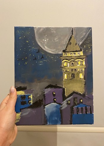 Zara Home Altın Tonlarda Galata Kulesi Tablosu