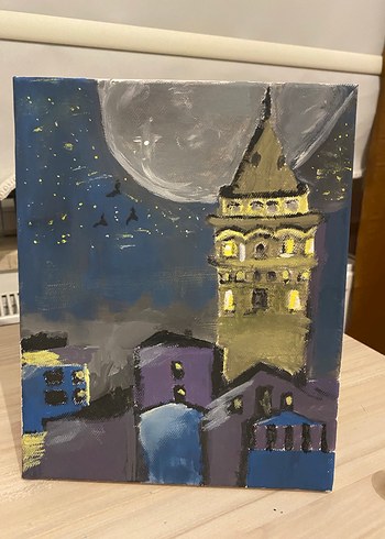 Altın Tonlarda Galata Kulesi Tablosu