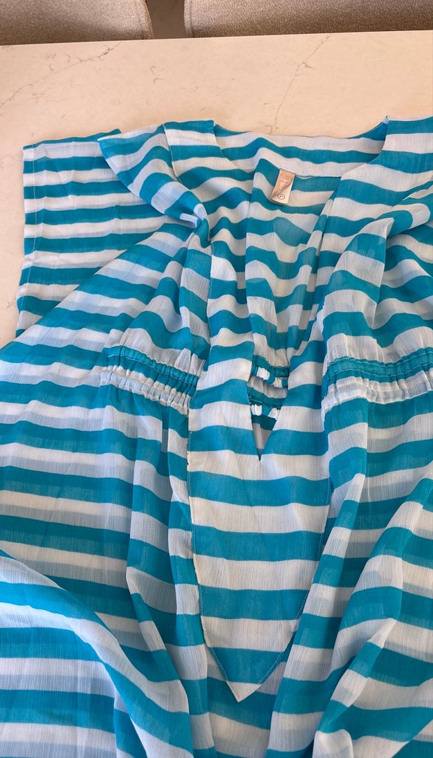 Mavi Çizgili plaj elbisesi - Görsel 2