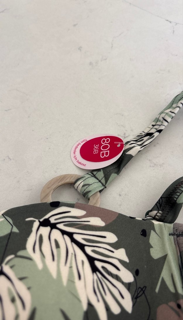 Yeşil Yaprak Desenli Bohem Bikini Üstü - Görsel 2