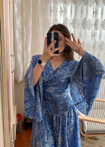 Diğer Mavi Bohem V Yaka İkili Takım
