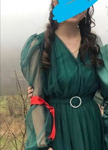 Yeşil tül elbise 