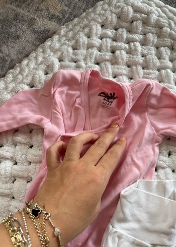 Bebek Kız Uzun Kollu Beyaz Set - Görsel 4