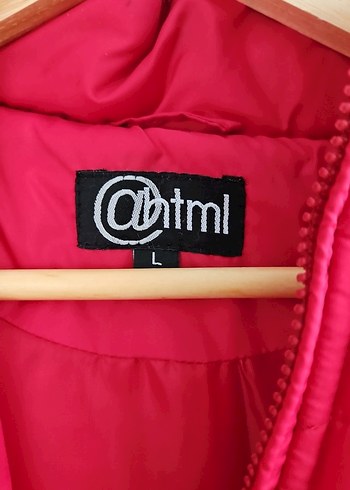 Kadın Kırmızı Fermuarlı Midi Kışlık Mont - Görsel 2