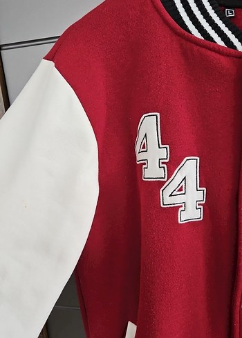 Bordo ,kollar krem rengi Baskılı Kolej Kadın Ceket - Görsel 2