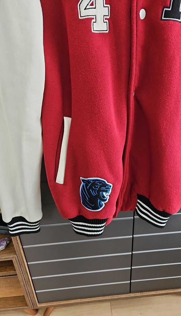 Bordo ,kollar krem rengi Baskılı Kolej Kadın Ceket - Görsel 5