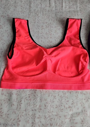 Mor Tayt ve Pembe turuncu Spor Sütyeni Takımı - Görsel 2