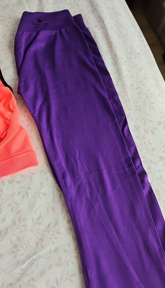 Mor Tayt ve Pembe turuncu Spor Sütyeni Takımı - Görsel 3