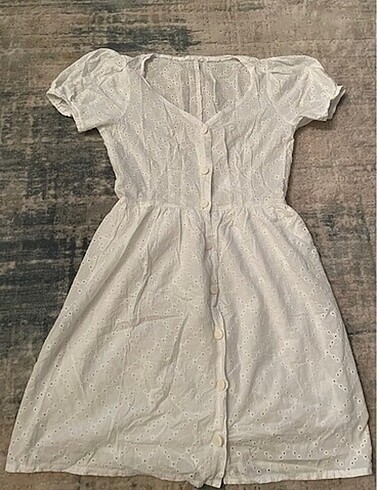 beyaz vintage fisto elbise