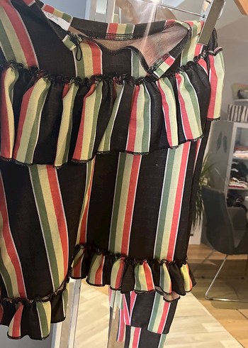 Çizgili Volanlı Hamile Uzun Etek - Görsel 3