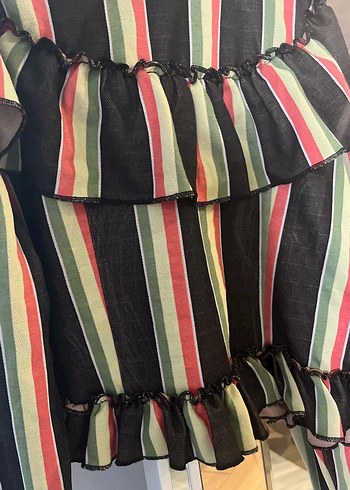 Çizgili Volanlı Hamile Uzun Etek - Görsel 2