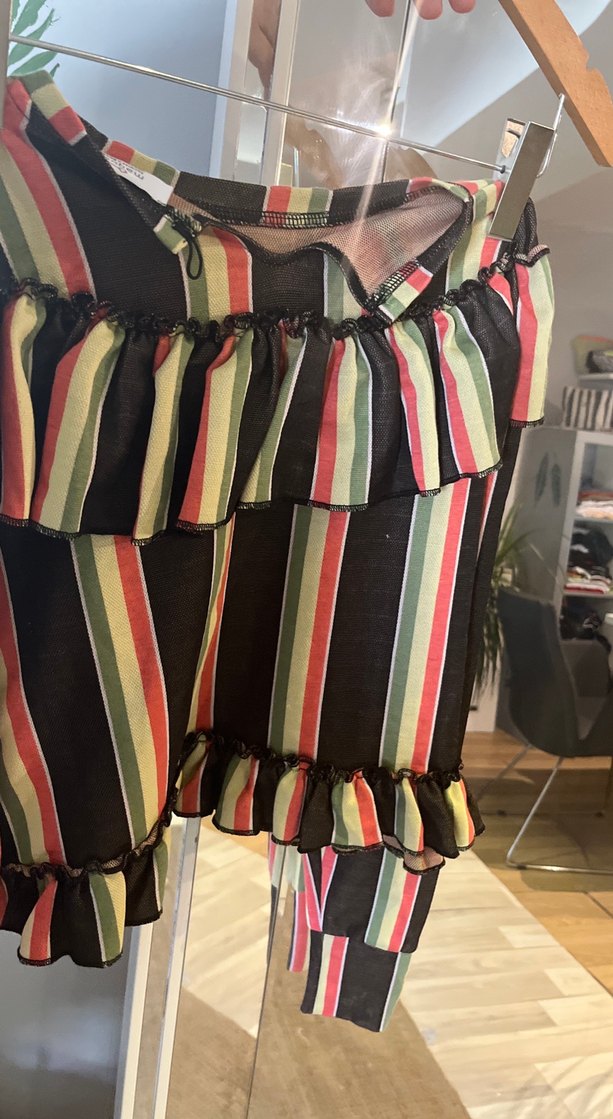 Çizgili Volanlı Hamile Uzun Etek - Görsel 3