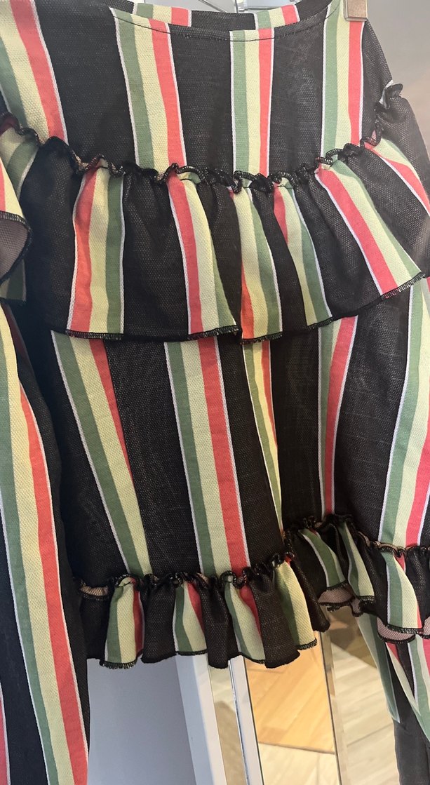 Çizgili Volanlı Hamile Uzun Etek - Görsel 2