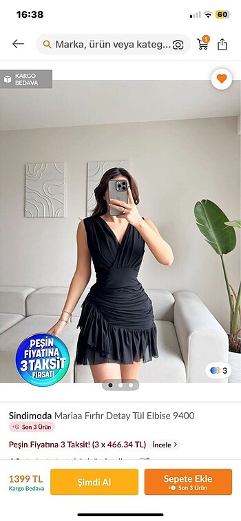 Fırfır detaylı tül elbise