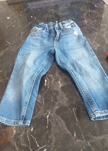 18-24 Ay Beden mavi Renk Düğmeli Mavi erkek çocuk pantolon