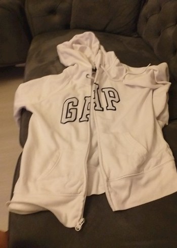 Gap k Beyaz Fermuarlı Kapüşonlu Sweatshirt bayan