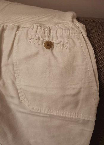 Mango Beyaz Keten Kapri Pantolon - Görsel 11