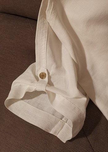 Mango Beyaz Keten Kapri Pantolon - Görsel 10