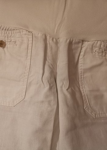 Mango Beyaz Keten Kapri Pantolon - Görsel 4