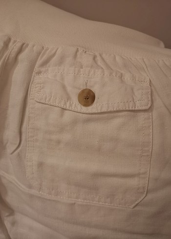 Mango Beyaz Keten Kapri Pantolon - Görsel 12