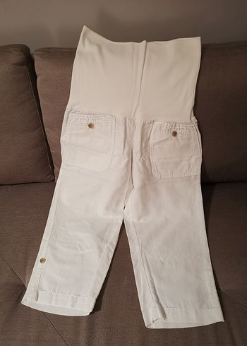 Mango Beyaz Keten Kapri Pantolon - Görsel 2