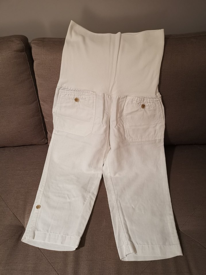 Mango Beyaz Keten Kapri Pantolon - Görsel 2