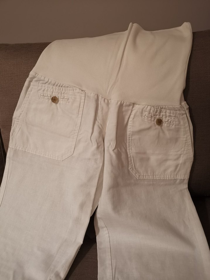 Mango Beyaz Keten Kapri Pantolon - Görsel 3