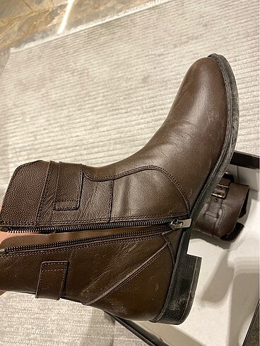Diğer Kadın deri kahverengi bot Hush puppies markası