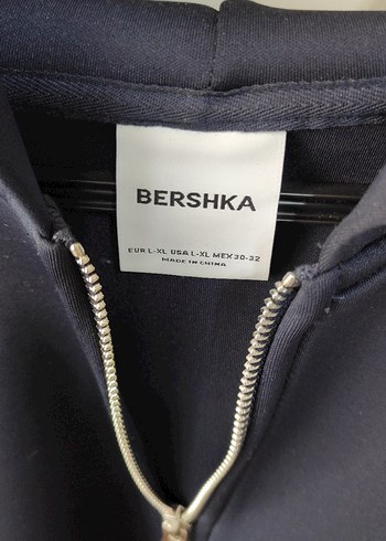 Bershka Kadın Lacivert Kısa Fermuarlı Ceket