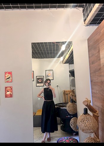 Diğer Siyah Midi Elbise, Salaş Kesim, Kayık Yaka