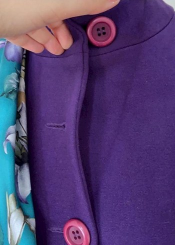 Düğmeli Mor Uzun Kadın Kaban - Görsel 6