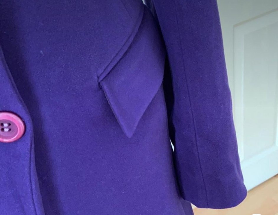 Düğmeli Mor Uzun Kadın Kaban - Görsel 3