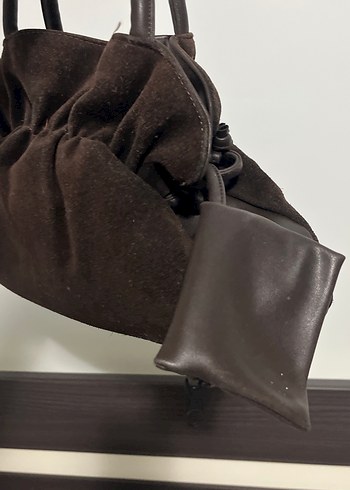 Kahverengi Süet Kadın Çanta - Görsel 3