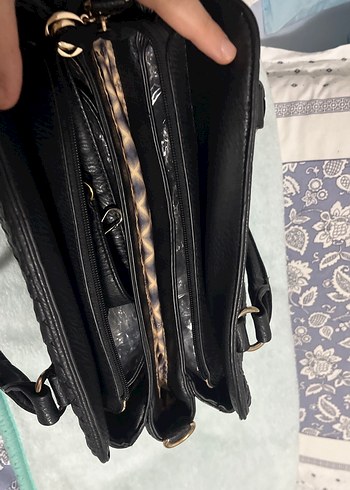 Klasik Siyah Örgü Desenli Deri Kadın Çanta - Görsel 2