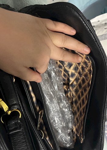 Klasik Siyah Örgü Desenli Deri Kadın Çanta - Görsel 4