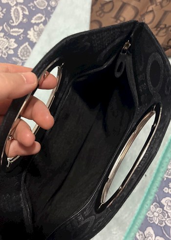 Fermuarlı Kadın El Çantası, Baskılı siyah ve Kahverengi - Görsel 3