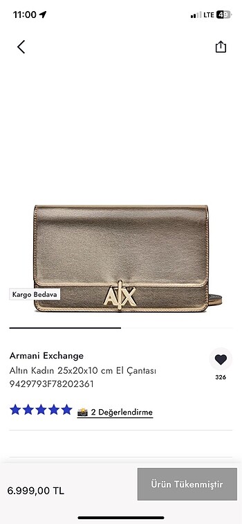 Armani Exchange Gold Çanta