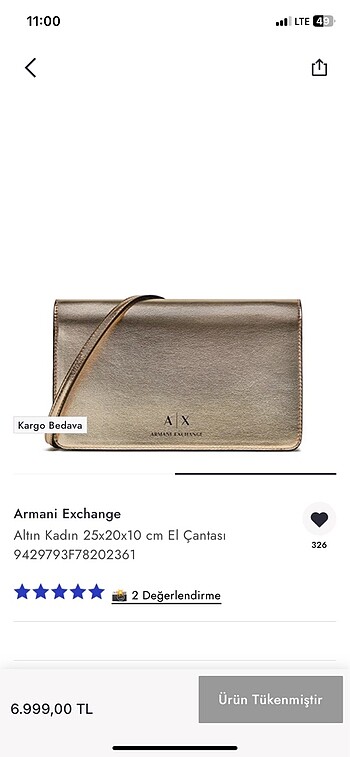 Armani Exchange Armani Exchange Gold Çanta