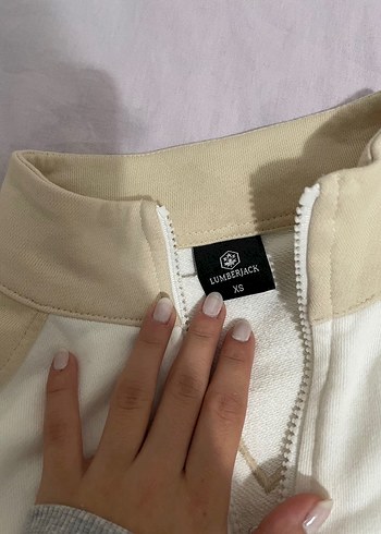 Düğmeli Kadın Bomber Ceket, Beyaz, Rahat Kesim - Görsel 3