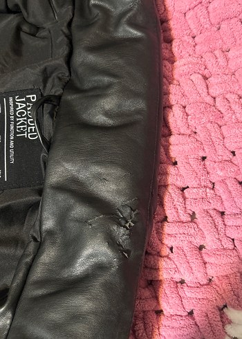 Stradivarius Siyah Deri Kadın Mont - Görsel 4